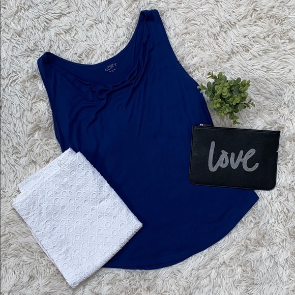 Loft Drape Neck Tank 💗 Royal Blue - Picture 2 of 11